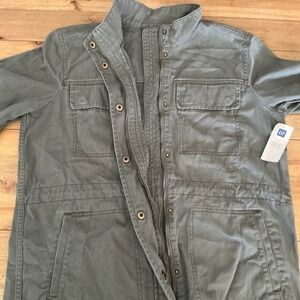 GAP Women Utility Jacket Military Green Cargo Pockets Zip Front M NWT